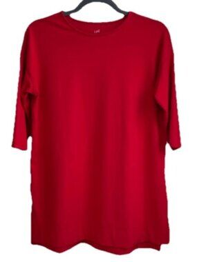 J Jill Women's Red Tunic Top ballet sleeve relaxed fit minimalist basic. Size XS